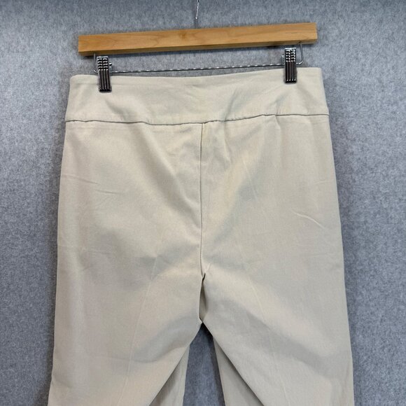 Lisette Womens Cream Khaki Pants Pull On Stretch Capri Cropped Office Size 10 - Picture 6 of 12